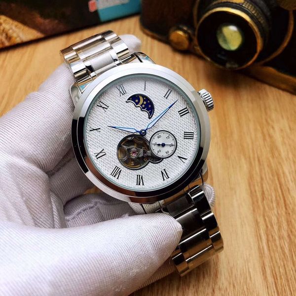 

2019 new luxury men watches black calibre rs automatic transparent glass back leather strap wristwatch for men's watch t05 shi, Slivery;brown