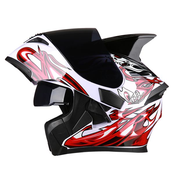 

motorcycle helmet casco de moto cafe racer helmet flip up full face dual lens visor capacetes de motociclista