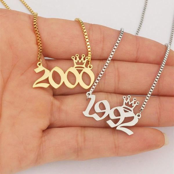 10 pezzi di catene sfuse per anno, collana da donna, regalo per uomo, numero inglese antico, collane con ciondoli, gioielli in acciaio inossidabile, girocollo in oro e argento