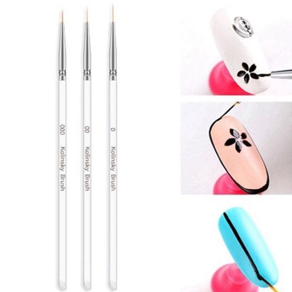 

3pcs transparent nail art gel liner dual-ended drawing brush pen manicure tool hot
