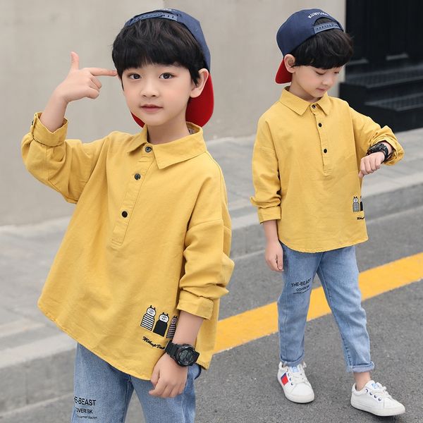 

twvu3 men's summer long sleeve thin 2019 medium and large children's white shirt foreign style children's white shirt cotton, White;black