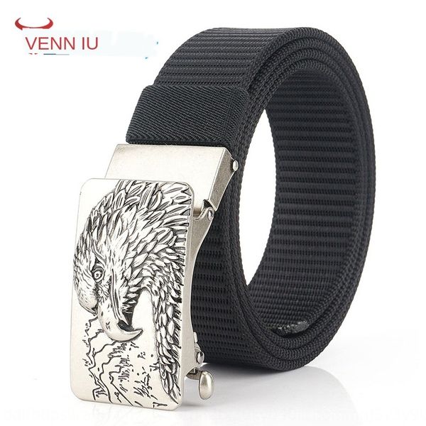 

toothless casual underpants and perforated men's automatic buckle inner wear nylon belt men's casual pants belt, Black;brown