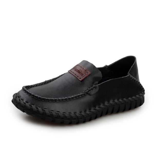 

handmade genuine leather men loafers brand 2019 design soft moccasins summer shoes men breathable flats casual shoes, Black
