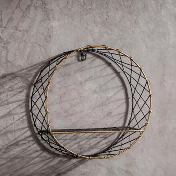 

industrial wind wall rack home multi-layer solid wood bookshelf round big net wall hanging retro wrought iron wall decoration