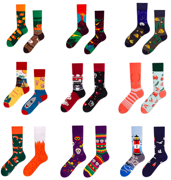 

colorful socks men women cotton pattered socks hiphop ab long new year christmas gift fall winter happy funny unisex, Black