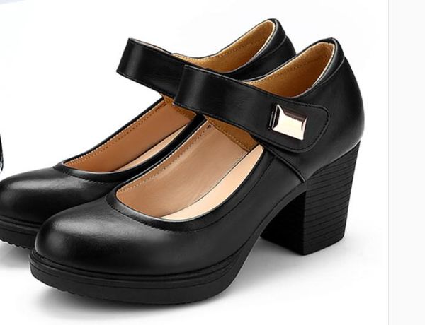 

2019 women's shoes in spring and autumn with new style high heel coarse heel round head waterproof table@2265, Black