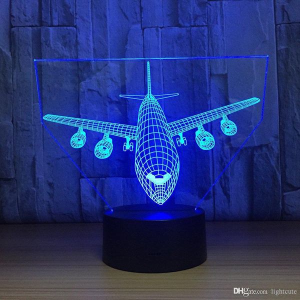 

Самолет Night Light 3D Optical Illusion лампа с сенсорным 7 Цвет Изменение Bed Room Таблица стол Дек