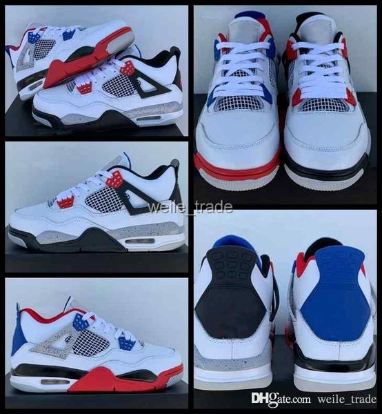 

with box 2019 new fashion 4s what the 4 mens basketball shoes black blue white sports sneaker trainer air jumpman men off chaussures
