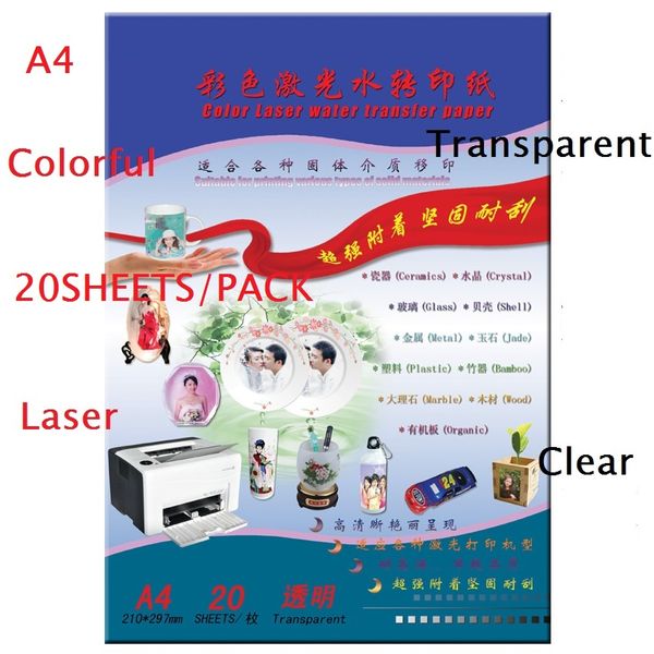 Folhas A4 Impressora A Laser Impressora De Água Escorrega Folhas De Papel Transparente Claro 20 folhas / pacote / lote