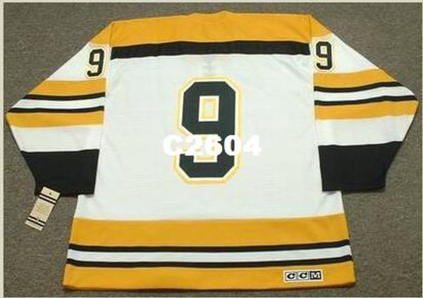 

mens #9 johnny bucyk boston bruins ccm vintage retro home hockey jersey or custom any name or number retro jersey, Black;red