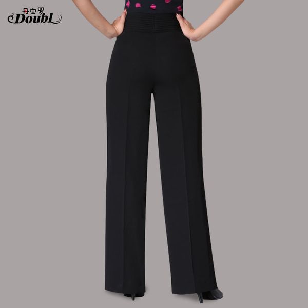 

spring autumn black high waist long trousers practice clothes broad leg trousers loose latin national standard dance pants h671, Black;red