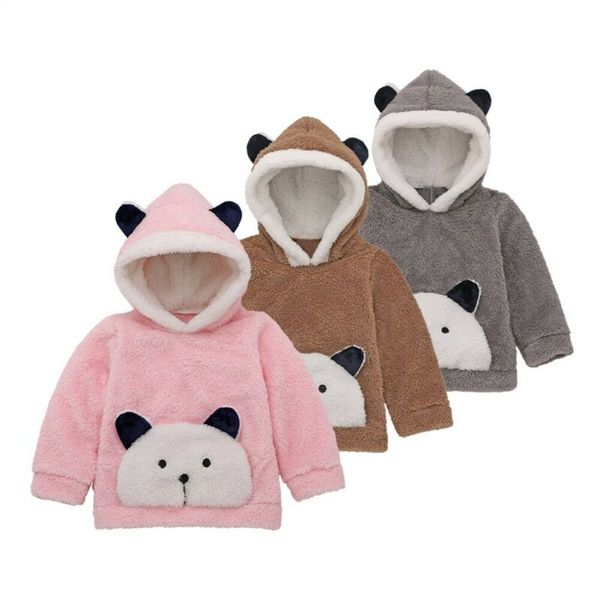 

cartoon children's baby long sleeve hooded kids lovely animal child boy girls kids clothes autumn winter hoodies, Black
