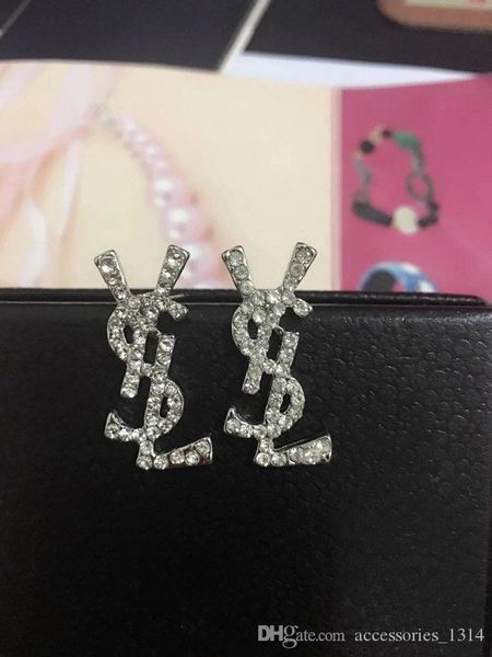 

2020 new selling s925 silver needle diamond fine letter earrings women popular earrings earrings jewelry, Golden;silver