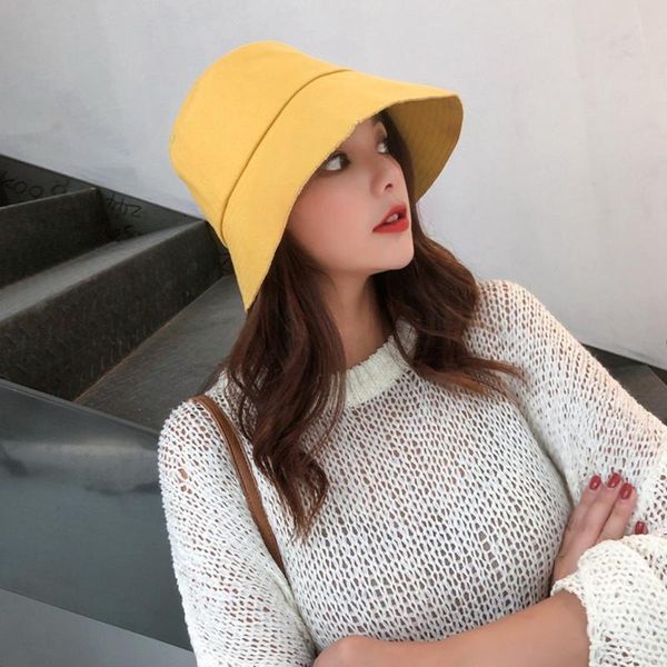 

women fisherman cap sunscreen hat foldable beach hat women's fashion solid color short eave fisherman womail unisex