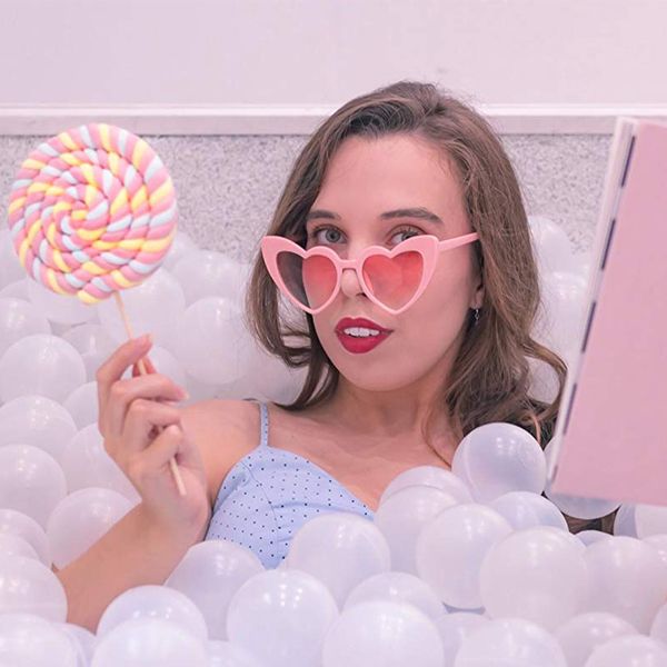 

heart sunglasses women brand designer cat eye sun glasses retro love heart shaped glasses ladies eyewear z081, White;black