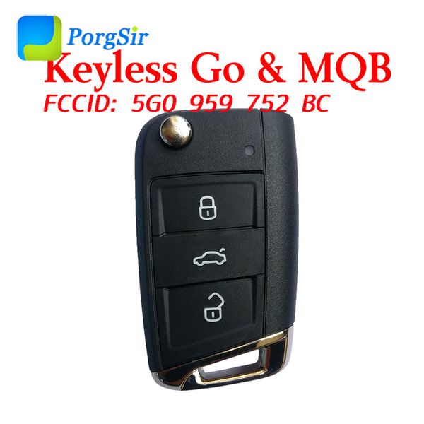 

genuine 3 button 434 mhz keyless go remote control key for v-w mqb with hu66 blade fccid: 5g0 959 752 bc
