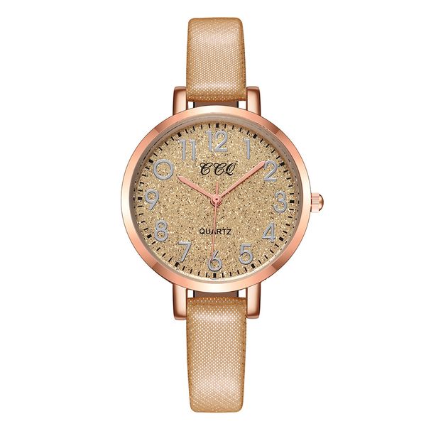 

new fashion featured women watches starry sky dial ladies quartz wristwatch solid color strap clock gift dress montre femme 2019, Slivery;brown