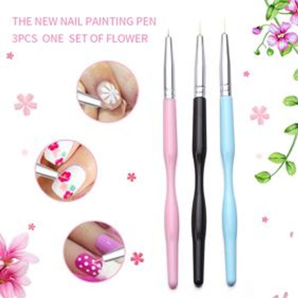 

3pcs nail art carving brush pens set soft beauty manicure salon tools