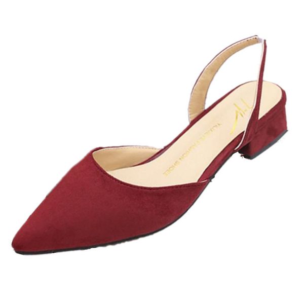 

new sandalia feminina short heel with low heel high pointy shallow mouth suede sandals women word buckle single shoes e762, Black