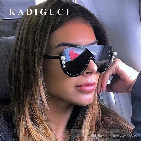 

kadiguci new personality pearl cat eye women sunglasses 2019 oversized vintage semi-rimless for female sun glasses goggle uv400 k328, White;black