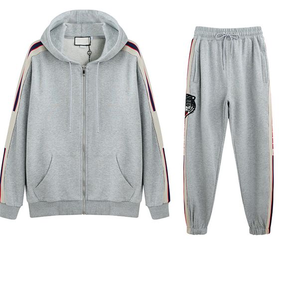 

designer man sports tracksuit autumn winter two pieces fashion sportwears street style long sleeve and long pants brand letters clothes, Gray
