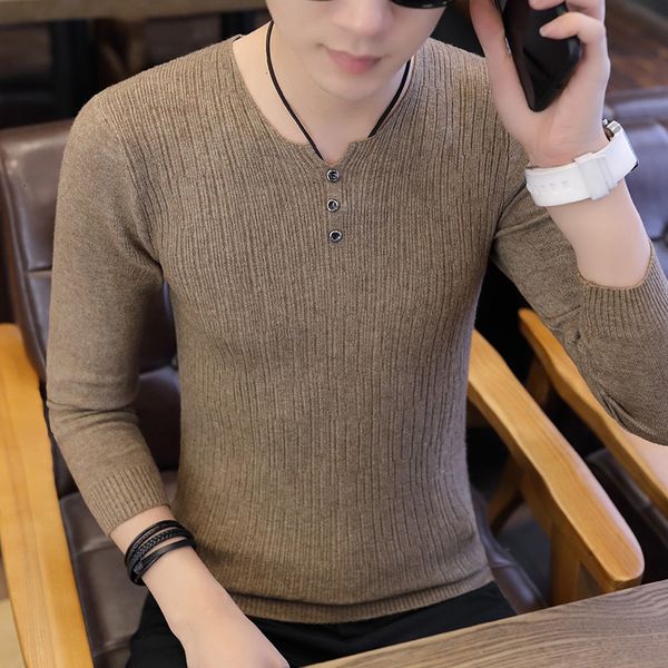 

in 2019, men's sweaters with tight men's collars, autumn clothes and long-sleeved sweaters with tight collars, Black;white