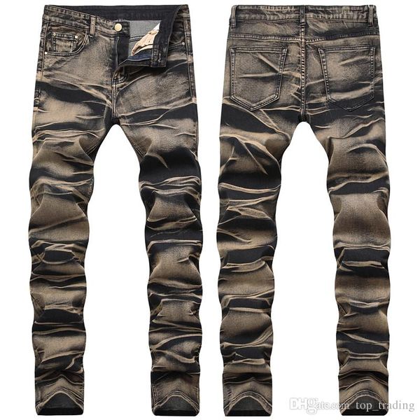 

men's distressed ripped skinny jeans fashion brand designer mens jeans slim motorcycle moto biker mens denim pants hip hop men jeans 16, Blue
