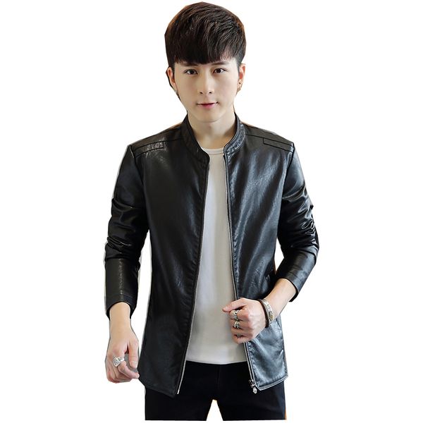 

mens pu jacket coat motorcycle faux leather jacket men autumn winter clothes male classic thick coat --38, Black