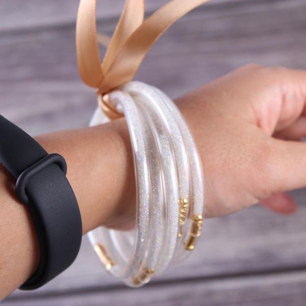 

стеклянные бусины блеск браслеты осень всепогодный стек силиконовые пластиковые блеск желе браслет подарок для женщин ювелирные изделия 2019, Black