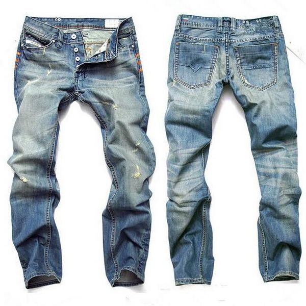 

fashion men jeans mens slim casual pants elastic trousers light blue fit loose cotton denim brand jeans for male