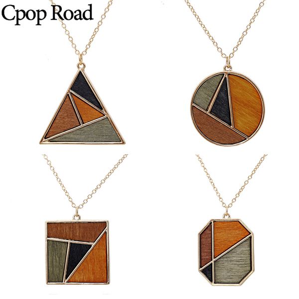 

cpop new fashion alloy parts wood necklace geometric circle hollow pendant necklace fashion jewelry women accessories girl gifts, Silver