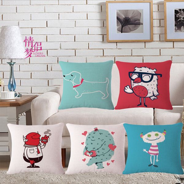 

originality hand cartoon inbetweening cotton flax pillow back cushion cushion loose coat