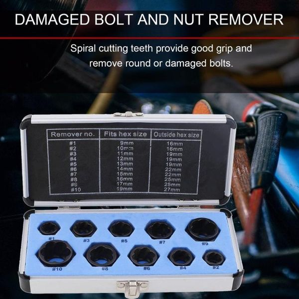 

10pcs/set screw remover extractor purpose tools extractor removal set teeth damaged demolish stripped broken bolt tools kit