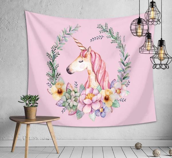 Leaves Tropical Tapestry Printed Leather Unicorn Wall Hanging Art