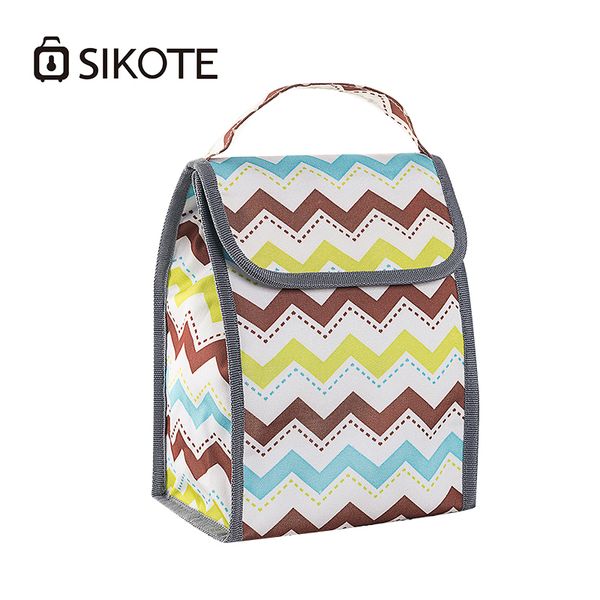 

sikote 600d printed cooler bags women lunch bag portable drink storage box waterproof insulated cans fruit ice package