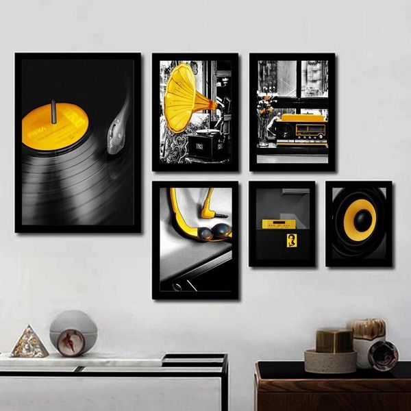 

black and white series music elements personality painting modern living room wall pictures nordic home decoration art poster