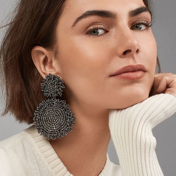 

juran new ethnic handmade drop earrings for women bohemia resin beads jewelry dangle earrings round pendant wedding party gifts, Golden