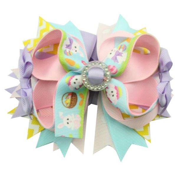 

adogirl 10pcs easter day girls hair bows with diamond circle kids celebrate easter day barrettes gifts grosgrain ribbon hairpin, Slivery;white