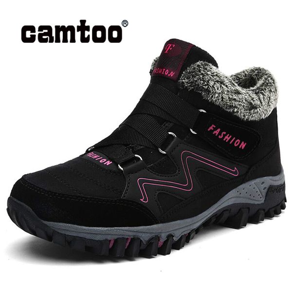 

camtoo new fashion women snow boots winter ankle ankleots boots warm plush platform fashion female wedge shoes snow boot, Black