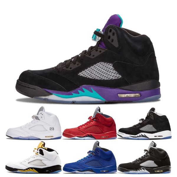

5s black grape basketball shoes for mens oreo space jam metallic silver white cement fire red bred trainers chaussures sneakers sports