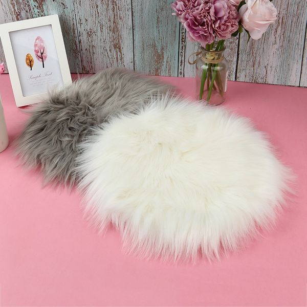 

30*30cm soft small artificial wool rug chair cover bedroom mat acrylic warm hairy carpet seat textil rugs