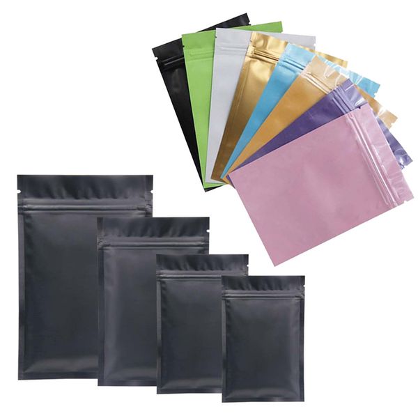 Bolso de plástico Mylar Aluminium Sacols para armazenamento de alimentos e proteção de alimentos a longo prazo, armazenamento de ervas coloridas laterais de duas coloridas