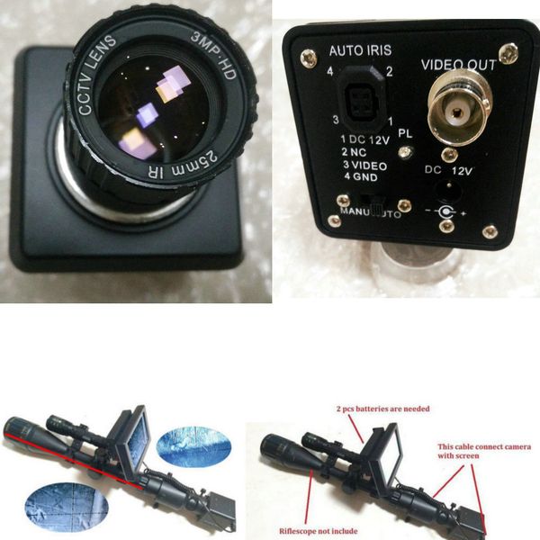 

diy rifle scope night vision scope camera cctv lens industrial digital ccd camera 25mm 30mm for monocular / rfilescope