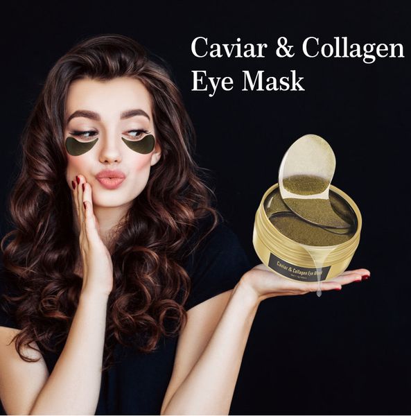 

aichun at home beauty women's facial beauty products for eyes 24k caviar eye patch eyes soothing improving dark circles moisturizing ca, Black