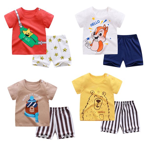

2020 new baby summer clothing infant baby girl boy clothes short sleeve t-shirt+short pants ribbed solid outfits cute cloth, White