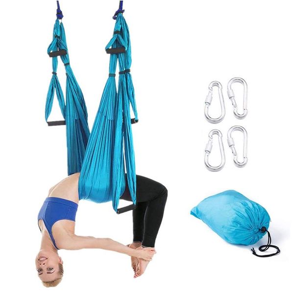 

yoga ceiling anti gravity aerial set 6 handles hammock flying swing trapeze workout yoga inversion device home gym hanging belt