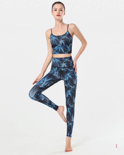 

20s new women designer yoga suit fitness clothing summer fashion prined sport yoga bra suits slim breathable pants + lr200504