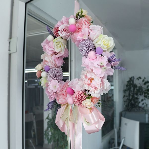 

artificial door knocker simulation silk rose flowers wreath rattan garland wedding decoration home party decor christmas garland