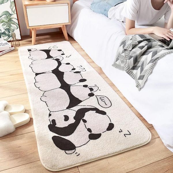 

cute pandas long size runner rug, soft touch shaggy bedside carpet, soft touch decoration children room ground mat sales
