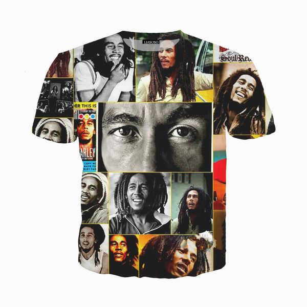 

fashion legend singer reggae bob marley t-shirt women men summer 3d print short sleeve crewneck casual tees q358, White;black